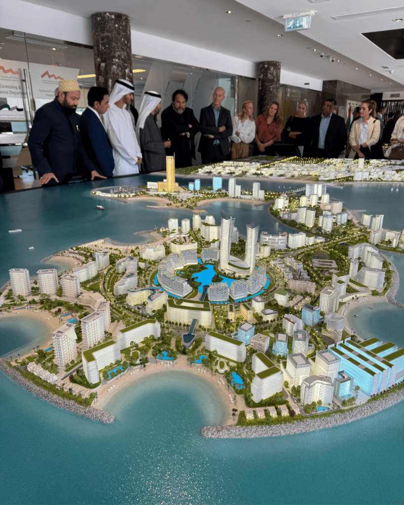 Delegates viewing a scale model of a Dubai development